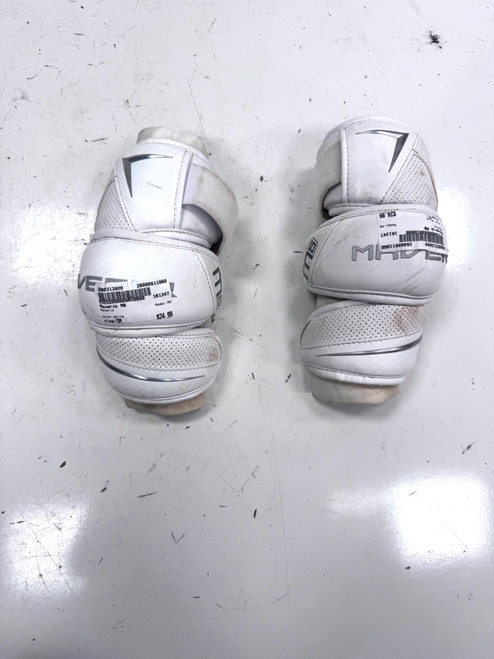 Vist Large View of Product Image Which is Used Maverik M6 Lacrosse Arm Pads/Guards White SM