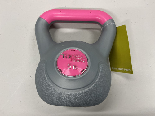 Vist Large View of Product Image Which is Used Tone Fitness Kettlebell Grey And Pink 5 lb