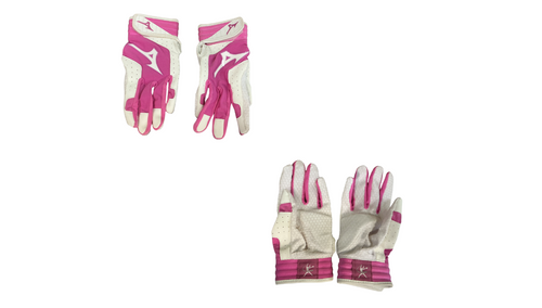 Vist Large View of Product Image Which is Used Mizuno BB/SB Batting Gloves Pink Youth