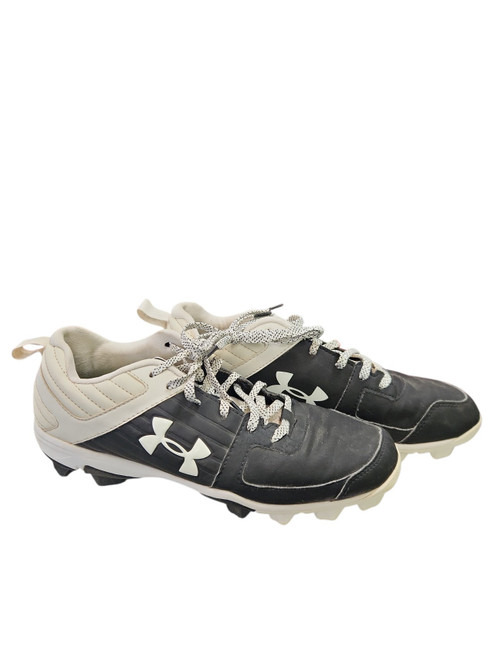 Vist Large View of Product Image Which is Used Under Armour BLK/WHT CLEATS BB/SB Cleats Black And White Senior 8