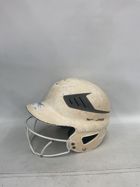 Vist Large View of Product Image Which is Used Rawlings BB/SB HELMET Batting Helmet w/Mask White SM