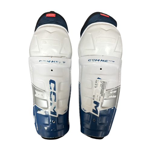 Vist Large View of Product Image Which is Used CCM NEXT Junior Hockey Shin Guards White 10"
