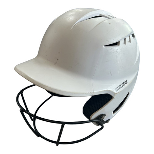 Vist Large View of Product Image Which is Used Marucci MBHDVSB-AM 6 3/8 - 6 7/8 W/MASK Batting Helmet w/Mask White One Size
