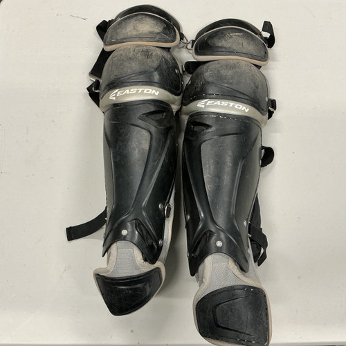 Vist Large View of Product Image Which is Used Easton GAMETIME Catchers Leg Guards Black And Grey Intermed
