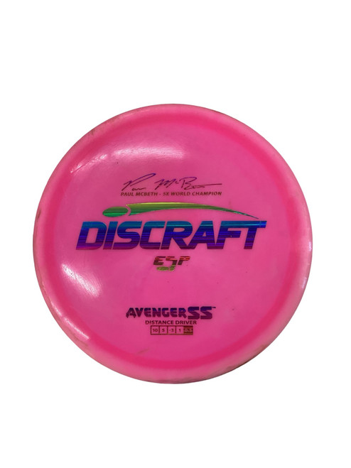 Vist Large View of Product Image Which is Used Discraft MCBETH 5X ESP AVENGER SS Disc Golf Driver Pink