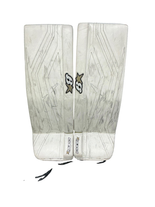Vist Large View of Product Image Which is Used Brians ICONIK X Goalie Leg Pads Inter White 32"