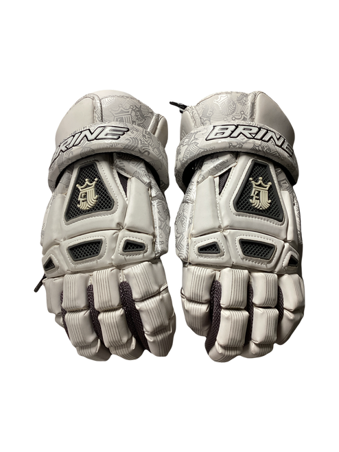 Vist Large View of Product Image Which is Used Brine KING III Lacrosse Gloves Mens White LG