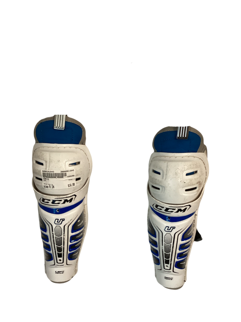 Vist Large View of Product Image Which is Used CCM U Junior Shin Guards White 9"