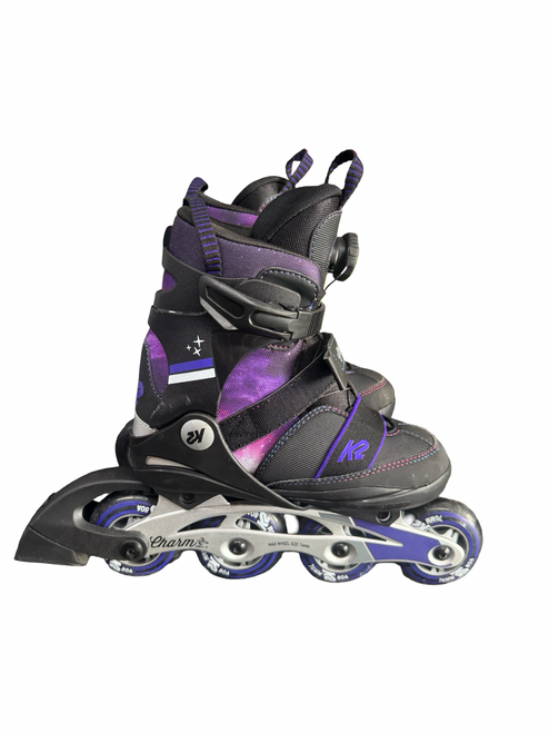 Vist Large View of Product Image Which is Used K2 CHARM X Child Rec Fitness Skates Black Adjustable