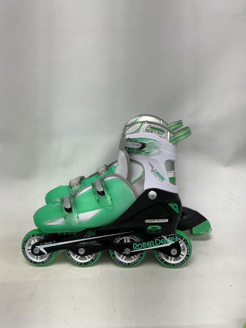 Vist Large View of Product Image Which is Used RollerDerby WOMENS V-TECH 500 ADJUSTABLE 6-9 Senior Roller Quad Skates Green Adjustable