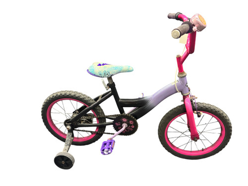 Vist Large View of Product Image Which is Used Huffy TINKERBELL Training Wheel Bike Girls Black 16"