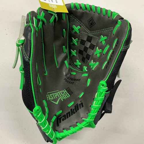 Vist Large View of Product Image Which is Used Franklin FP Pro 22318 LH Throw Fastpitch Gloves Dark Grey And Green 12"