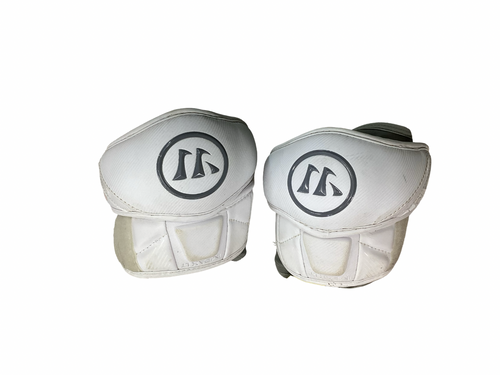 Vist Large View of Product Image Which is Used Warrior BURN PRO Lacrosse Arm Pads/Guards White M/L