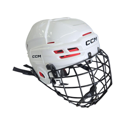 Vist Large View of Product Image Which is Used CCM CCM HT70 HELMET SM Helmet Cage Combo White SM