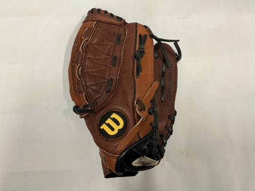 Vist Large View of Product Image Which is Used Wilson A440 A0440 FP115 RH Throw Fastpitch Gloves Brown 11 1/2"
