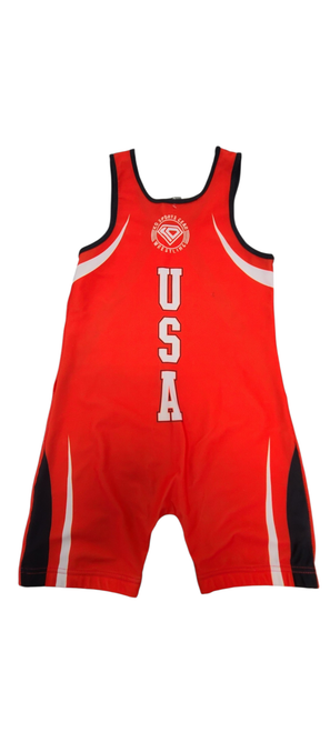 Vist Large View of Product Image Which is Used USA Wrestling Singlet Red SM