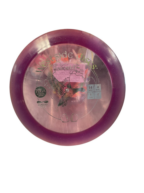 Vist Large View of Product Image Which is Used Westside ELASTO WORLD Disc Golf Driver Purple