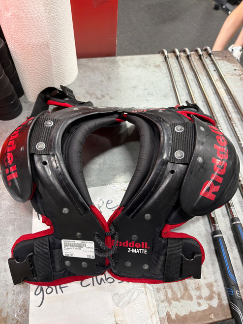 Vist Large View of Product Image Which is Used Riddell Z MATTE FB Shoulder Pads Black SM
