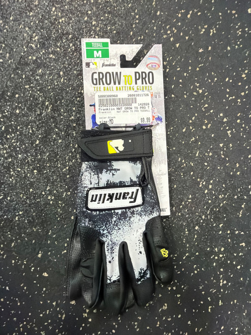 Vist Large View of Product Image Which is Used Franklin NWT GROW TO PRO TEEBALL BB/SB Batting Gloves Black MD