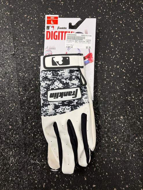 Vist Large View of Product Image Which is Used Franklin NWT DIGITEK ADULT BB/SB Batting Gloves White LG
