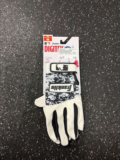 Vist Large View of Product Image Which is Used Franklin NWT DIGITEK ADULT BB/SB Batting Gloves White MD