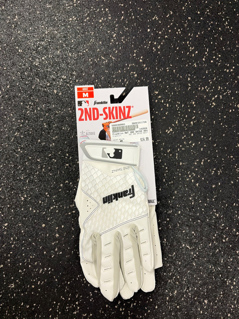 Vist Large View of Product Image Which is Used Franklin NWT 2ND SKINZ ADULT BB/SB Batting Gloves White MD