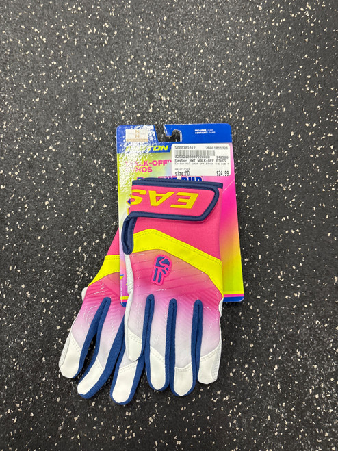 Vist Large View of Product Image Which is Used Easton NWT WALK-OFF ETHOS THE DUB YOUTH BB/SB Batting Gloves Pink MD