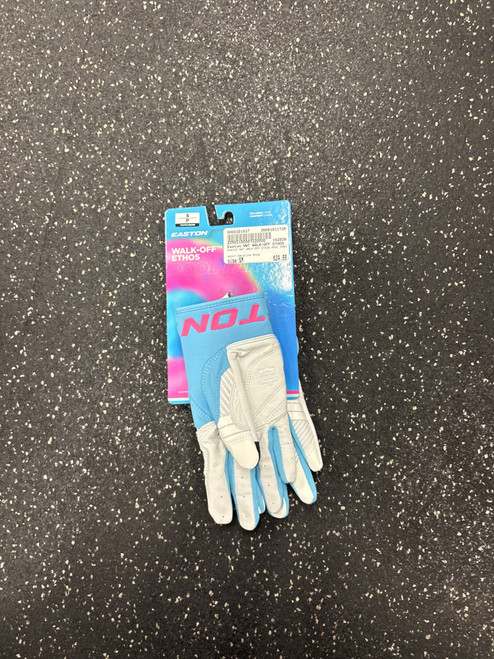Vist Large View of Product Image Which is Used Easton NWT WALK-OFF ETHOS POOL PARTY YOUTH BB/SB Batting Gloves Carolina Blue SM