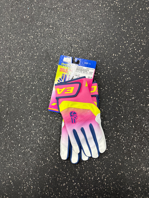 Vist Large View of Product Image Which is Used Easton NWT WALK-OFF ETHOS THE DUB ADULT BB/SB Batting Gloves Pink LG