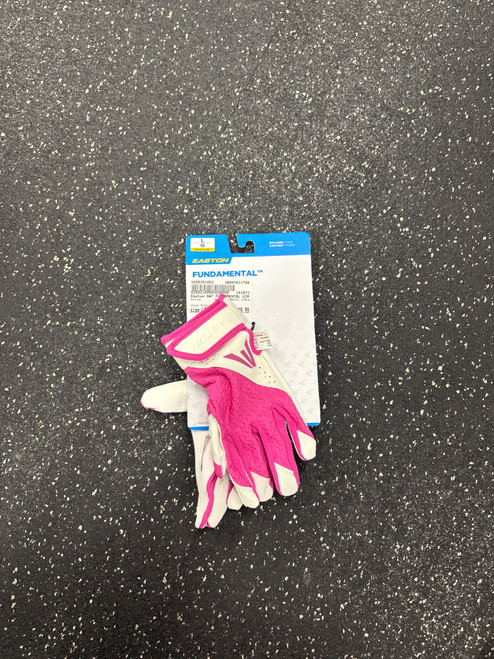 Vist Large View of Product Image Which is Used Easton NWT FUNDAMENTAL GIRLS BB/SB Batting Gloves Pink LG