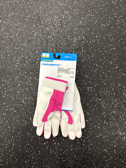 Vist Large View of Product Image Which is Used Easton NWT FUNDAMENTAL GIRLS BB/SB Batting Gloves Pink LG