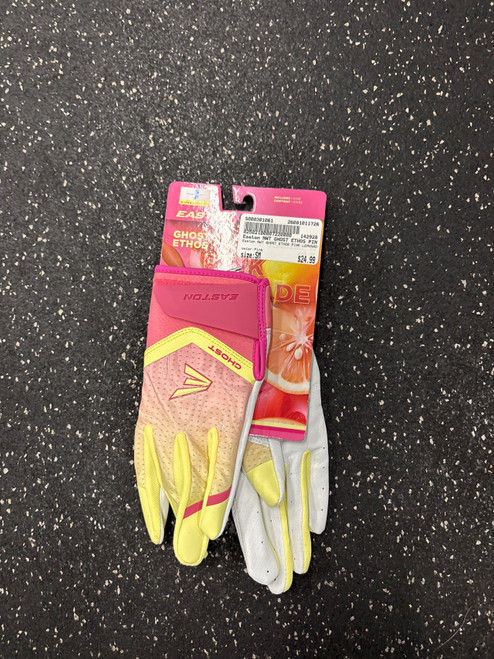 Vist Large View of Product Image Which is Used Easton NWT GHOST ETHOS PINK LEMONADE ADULT BB/SB Batting Gloves Pink SM
