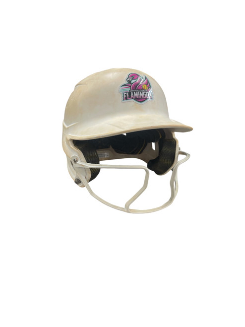 Vist Large View of Product Image Which is Used Rawlings BB HELMET Batting Helmet w/Mask White One Size