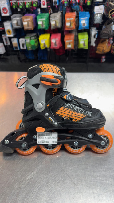 Vist Large View of Product Image Which is Used RollerDerby STRYDE ADJUSTABLE 2-5 Junior Rec Fitness Skates Orange Adjustable