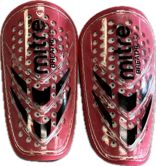 Vist Large View of Product Image Which is Used Mitre BREATHELITE Soccer Shin Guards Youth Pink SM