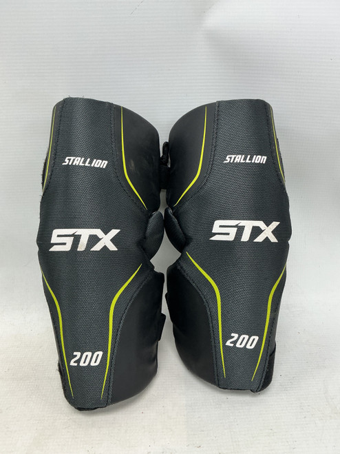Vist Large View of Product Image Which is Used STX STALLION 200 Lacrosse Arm Pads/Guards Black LG