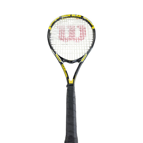 Vist Large View of Product Image Which is Used Wilson TOUR SLAM TENNIS RACKET Adult Tennis Racquet Black 3 3/8"