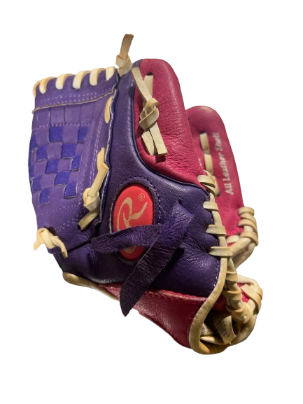 Vist Large View of Product Image Which is Used Rawlings HIGHLIGHT RH Throw Fastpitch Gloves Pink 10"