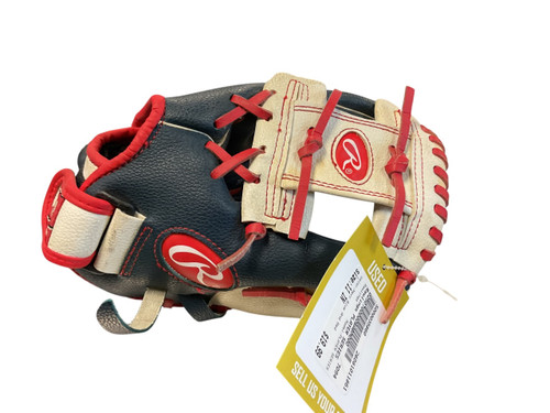 Vist Large View of Product Image Which is Used Rawlings PLAYER SERIES BB/SB Glove RH Throw Navy Blue And Red 11"