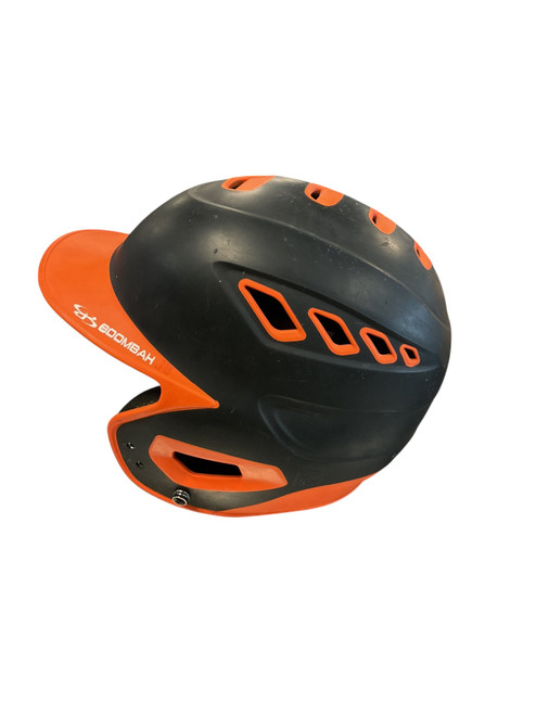 Vist Large View of Product Image Which is Used Bombah BOOMBAH HELMET Batting Helmet No Mask Black And Orange S/M
