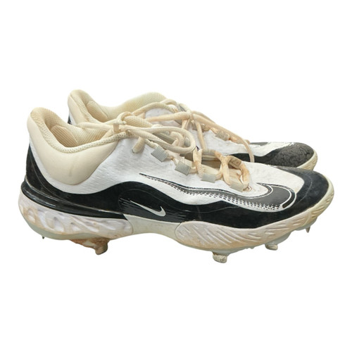Vist Large View of Product Image Which is Used Nike ALPHA HUARACHE ELITE 4 METAL BB/SB Cleats White And Black Senior 10