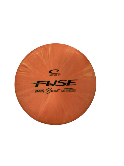 Vist Large View of Product Image Which is Used Latitude 64 FUSE BURST RETRO LINE Disc Golf Mid Range Orange 174g