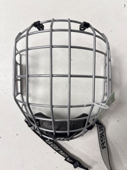 Vist Large View of Product Image Which is Used Bauer RBE III Hockey Wire Mask Silver LG