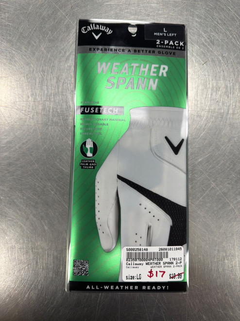Vist Large View of Product Image Which is New Callaway WEATHER SPANN 2-PACK Mens Golf Glove None LG