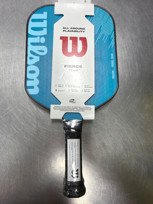 Vist Large View of Product Image Which is New Wilson FIERCE TEAM Pickleball Racquet Carolina Blue