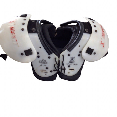 Vist Large View of Product Image Which is Used Schutt JUNIOR BLOCKER FB Shoulder Pads White SM