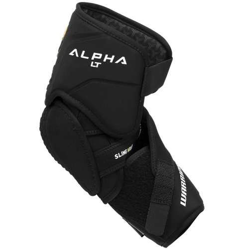 Vist Large View of Product Image Which is Warrior Alpha LT Senior Hockey Elbow Pads, Black/Gold