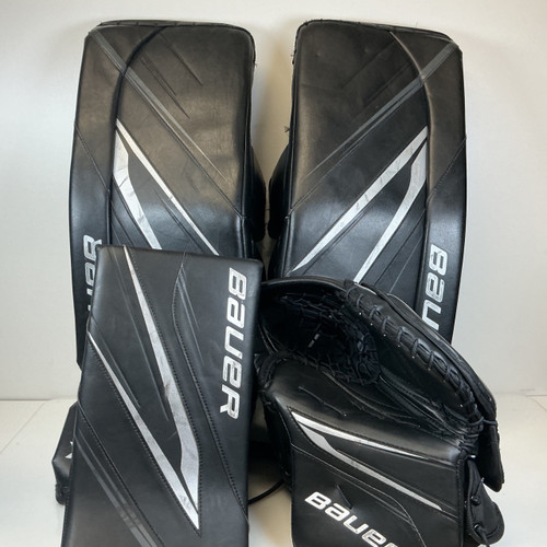 Vist Large View of Product Image Which is Used Bauer VAPOR X5 PRO INT Goalie Pads+Snag+Blocker Black 31"