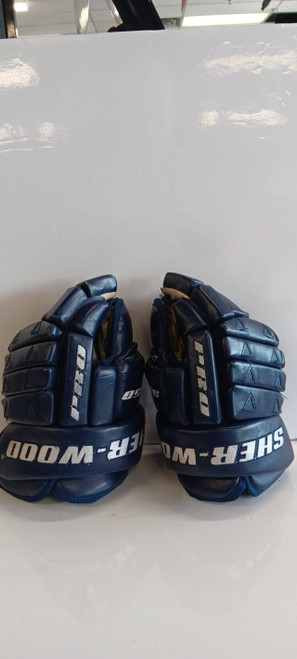 Vist Large View of Product Image Which is Used Sher-wood 9950 PRO GLOVES Senior Gloves Navy Blue 13 1/2"