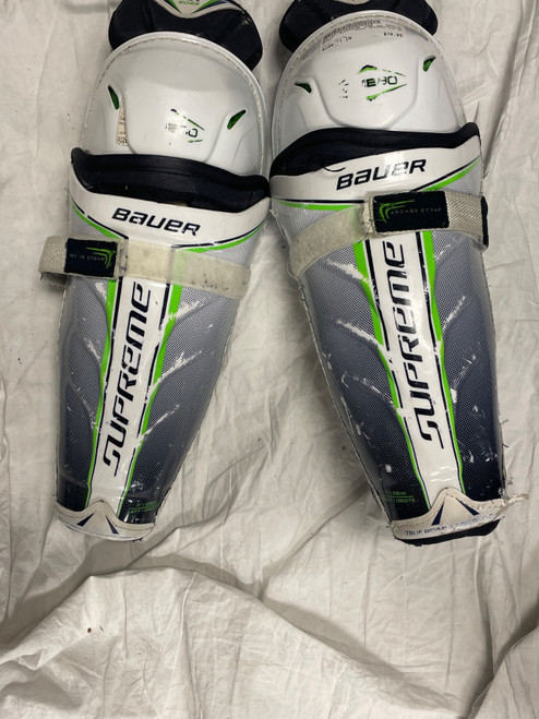 Vist Large View of Product Image Which is Used Bauer SUPREME ONE 30 Senior Shin Guards White 11"